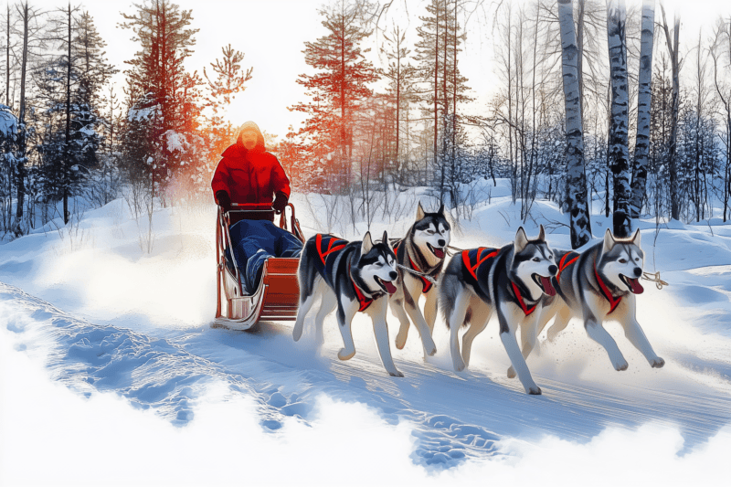 Mit dem Hundeschlitten durch den Schnee